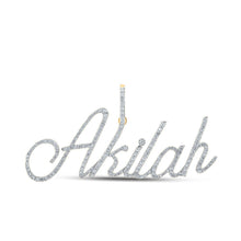Load image into Gallery viewer, 10kt Yellow Gold Diamond Initial &amp; Letter Pendant | Personalized AKILAH Name Charm Necklace 1 Cttw | Splendid Jewellery Top view from the 10Kt Yellow Gold Mens Round Diamond Akilah Name Letter Charm Pendant 1 Cttwpin212570 collection by Splendid Jewellery