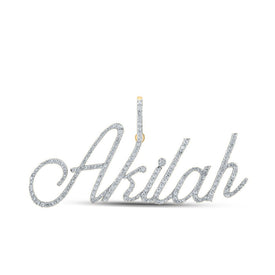 10kt Yellow Gold Diamond Initial & Letter Pendant | Personalized AKILAH Name Charm Necklace 1 Cttw | Splendid Jewellery Top view from the 10Kt Yellow Gold Mens Round Diamond Akilah Name Letter Charm Pendant 1 Cttwpin212570 collection by Splendid Jewellery
