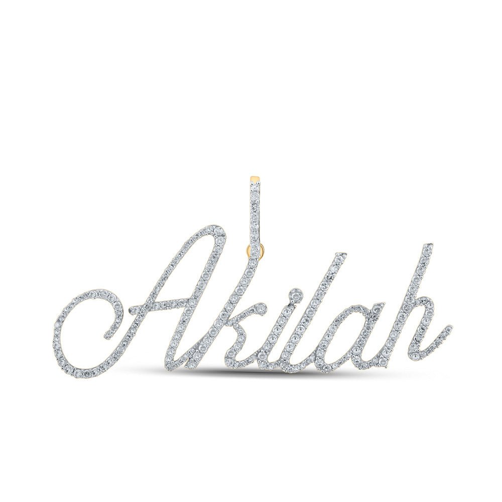 Diamond Initial & Letter Pendant | 10kt Yellow Gold Round Diamond AKILAH Name Letter Charm Pendant 1 Cttw | Splendid Jewellery GND