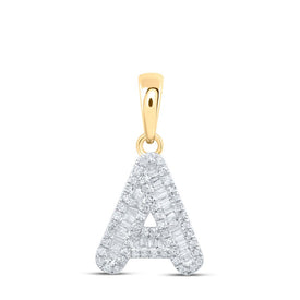 10kt Yellow Gold Baguette Diamond A Initial Pendant | Personalized Elegance in Dazzling Brilliance product  Top View from Splendid Jewellery