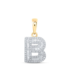 10kt Yellow Gold Baguette Diamond Initial Pendant - Personalized Elegance in Sparkling Brilliance product  Top View from Splendid Jewellery