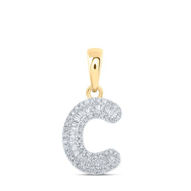 10kt Yellow Gold Baguette Diamond C Initial Pendant - Personalized Elegance and Sparkle product  Top View from Splendid Jewellery