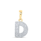 Dazzling Diamond Initial Pendant - 10kt Yellow Gold Baguette Diamond D Initial Letter Pendant 1/3 Cttw product  Top View from Splendid Jewellery