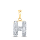 10kt Yellow Gold Baguette Diamond H Initial Pendant - A Captivating Treasure product  Top View from Splendid Jewellery