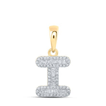 Load image into Gallery viewer, 10kt Yellow Gold Baguette Diamond Initial Pendant - Personalized Elegance and Dazzling Brilliance product  Top View from Splendid Jewellery