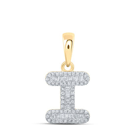 10kt Yellow Gold Baguette Diamond Initial Pendant - Personalized Elegance and Dazzling Brilliance product  Top View from Splendid Jewellery