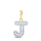10kt Yellow Gold Baguette Diamond Initial Pendant | Personalized Elegance and Dazzling Brilliance product  Top View from Splendid Jewellery