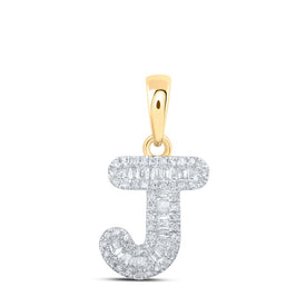 10kt Yellow Gold Baguette Diamond Initial Pendant | Personalized Elegance and Dazzling Brilliance product  Top View from Splendid Jewellery