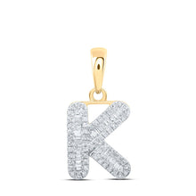 Load image into Gallery viewer, Radiant Reflections: 10kt Yellow Gold Baguette Diamond Initial Pendant product  Top View from Splendid Jewellery