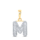10kt Yellow Gold Baguette Diamond M Initial Pendant - A Stunning Symbol of Elegance and Sophistication product  Top View from Splendid Jewellery