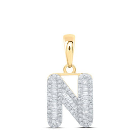 10kt Yellow Gold Baguette Diamond N Initial Pendant: A Personalized Sparkle of Elegance product  Top View from Splendid Jewellery