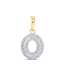 Load image into Gallery viewer, 10kt Yellow Gold Baguette Diamond Initial Pendant - Personalized Elegance product  Top View from Splendid Jewellery