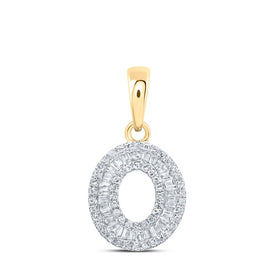 10kt Yellow Gold Baguette Diamond Initial Pendant - Personalized Elegance product  Top View from Splendid Jewellery