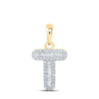 10kt Yellow Gold Baguette Diamond T Initial Pendant: A Dazzling Expression of Elegance product  Top View from Splendid Jewellery