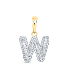 Load image into Gallery viewer, 10kt Yellow Gold Baguette Diamond Initial Pendant - Personalized Elegance product  Top View from Splendid Jewellery