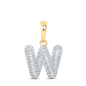 10kt Yellow Gold Baguette Diamond Initial Pendant - Personalized Elegance product  Top View from Splendid Jewellery