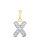 10kt Yellow Gold Baguette Diamond X Initial Pendant - Personalized Elegance at Its Finest product  Top View from Splendid Jewellery