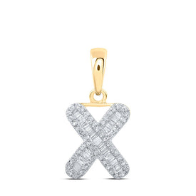 10kt Yellow Gold Baguette Diamond X Initial Pendant - Personalized Elegance at Its Finest product  Top View from Splendid Jewellery