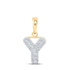 10kt Yellow Gold Baguette Diamond Initial Pendant - Personalized Elegance product  Top View from Splendid Jewellery
