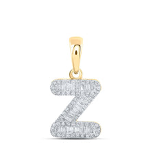 Load image into Gallery viewer, Radiant Glow Diamond Z Initial Pendant | 10kt Yellow Gold Baguette Diamond Necklace 1/3 Cttw | Splendid Jewellery product  Top View from Splendid Jewellery