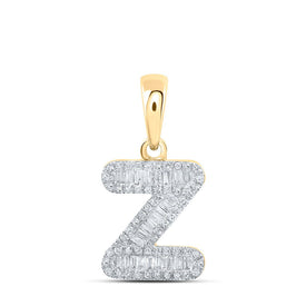 Radiant Glow Diamond Z Initial Pendant | 10kt Yellow Gold Baguette Diamond Necklace 1/3 Cttw | Splendid Jewellery product  Top View from Splendid Jewellery