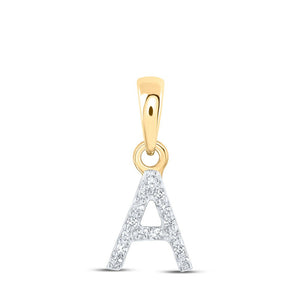 Diamond Initial & Letter Pendant | 10kt Yellow Gold Womens Round Diamond A Initial Letter Pendant .03 Cttw | Splendid Jewellery GND