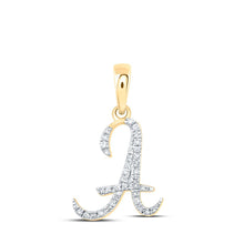 Load image into Gallery viewer, 10kt Yellow Gold Diamond Initial Pendant - Personalized Elegance product  Top View from Splendid Jewellery