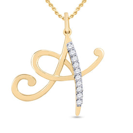 10kt Yellow Gold Diamond Initial Pendant - Personalized Elegance product  Top View from Splendid Jewellery