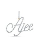 AJEE Diamond Initial & Letter Pendant | 10kt Yellow Gold Womens Round Diamond Name Pendant 5/8 Cttw | Splendid Jewellery product  Top View from Splendid Jewellery
