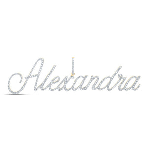 Diamond Initial & Letter Pendant | 10kt Yellow Gold Womens Round Diamond ALEXANDRIA Name Pendant 1-1/3 Cttw | Splendid Jewellery GND