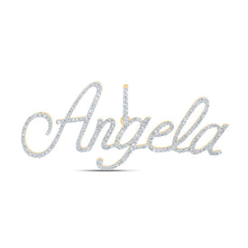 10kt Yellow Gold Round Diamond Initial Pendant - Personalized Elegance and Dazzling Brilliance Top view from the 10Kt Yellow Gold Mens Round Diamond Angela Name Charm Pendant 1 Cttwpin232649 collection by Splendid Jewellery