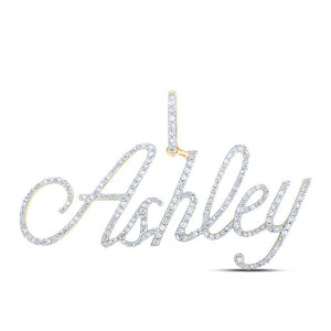 Diamond Initial & Letter Pendant | 10kt Yellow Gold Womens Round Diamond ASHLEY Name Pendant 1 Cttw | Splendid Jewellery GND