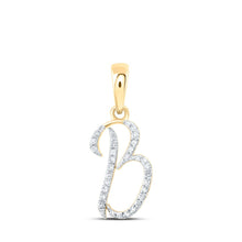 Load image into Gallery viewer, Captivating B Initial Diamond Pendant in 10kt Yellow Gold product  Top View from Splendid Jewellery
