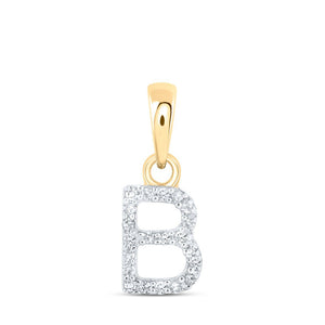 Diamond Initial & Letter Pendant | 10kt Yellow Gold Womens Round Diamond B Initial Letter Pendant 1/20 Cttw | Splendid Jewellery GND