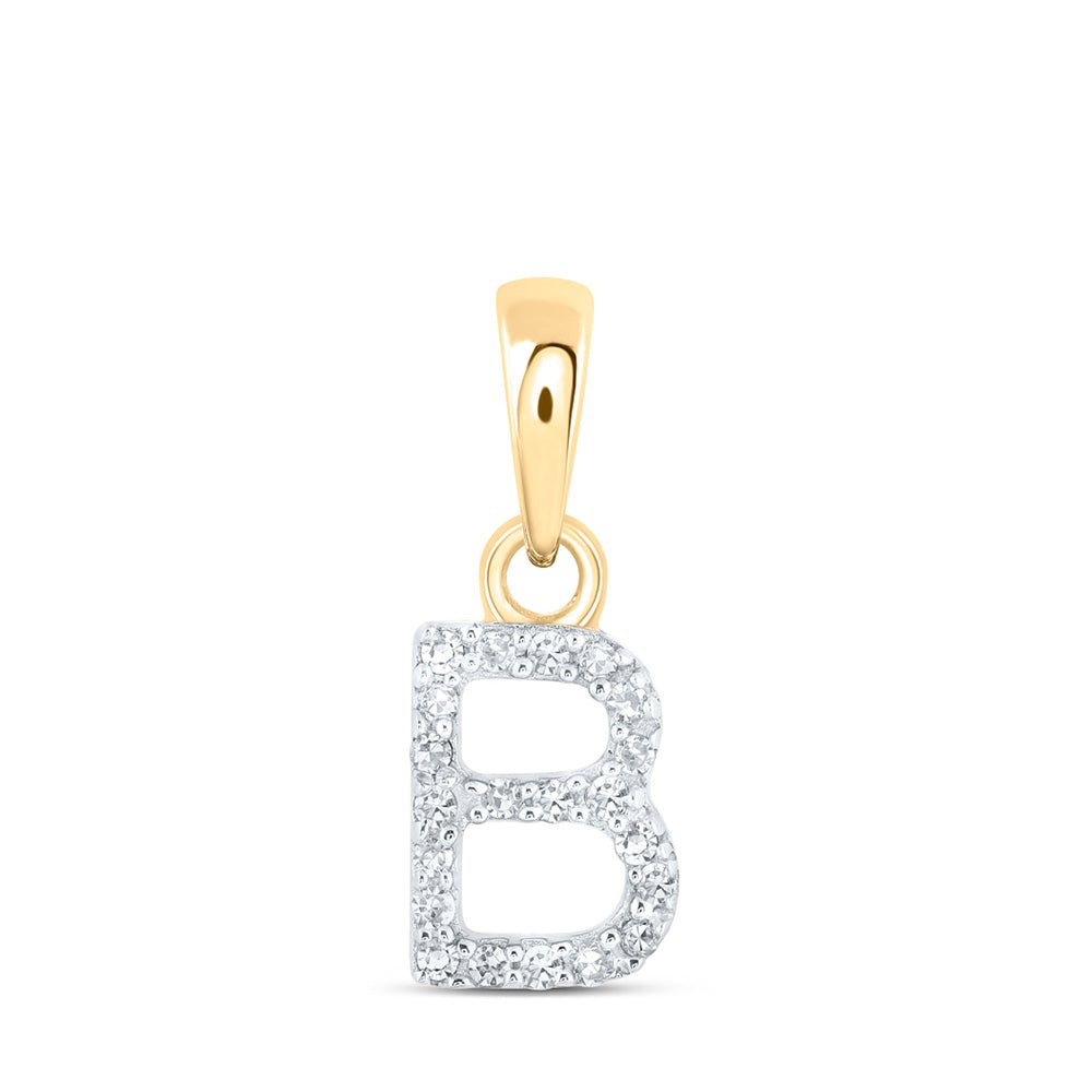 Diamond Initial & Letter Pendant | 10kt Yellow Gold Womens Round Diamond B Initial Letter Pendant 1/20 Cttw | Splendid Jewellery GND