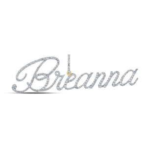 Diamond Initial & Letter Pendant | 10kt Yellow Gold Womens Round Diamond BREANNA Name Pendant 1-1/5 Cttw | Splendid Jewellery GND