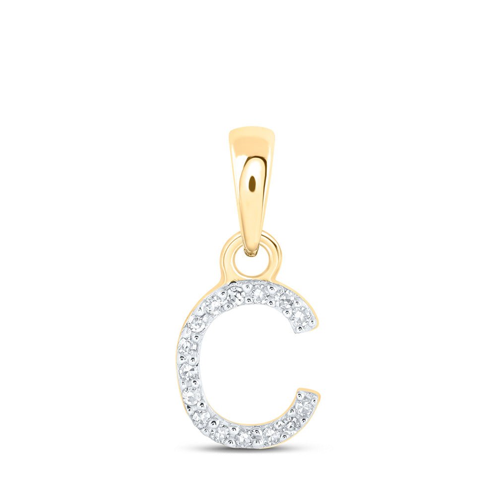 Diamond Initial & Letter Pendant | 10kt Yellow Gold Womens Round Diamond C Initial Letter Pendant .03 Cttw | Splendid Jewellery GND