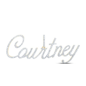 Diamond Initial & Letter Pendant | 10kt Yellow Gold Womens Round Diamond COURTNEY Name Pendant 1 Cttw | Splendid Jewellery GND