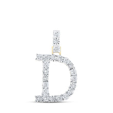 Load image into Gallery viewer, 10kt Yellow Gold Womens Round Diamond D Initial Letter Pendant - A Captivating Expression of Identity and Elegance product  Top View from Splendid Jewellery