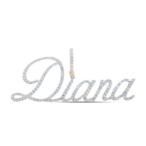 Diamond Initial & Letter Pendant | 10kt Yellow Gold Womens Round Diamond DIANA Name Pendant 7/8 Cttw | Splendid Jewellery GND