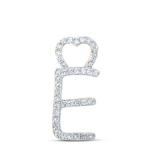 Load image into Gallery viewer, 10kt Yellow Gold Heart Initial Diamond Pendant | Personalized E Letter Pendant with 1/8 Cttw Diamond | Splendid Jewellery product  Top View from Splendid Jewellery