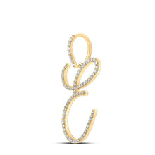 Load image into Gallery viewer, 10kt Yellow Gold Womens Round Diamond E Initial Letter Pendant 1/2 Cttw | Enchanting Personalized Brilliance Pendant product Side View from Splendid Jewellery