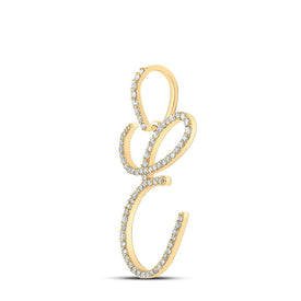 10kt Yellow Gold Womens Round Diamond E Initial Letter Pendant 1/2 Cttw | Enchanting Personalized Brilliance Pendant product Side View from Splendid Jewellery