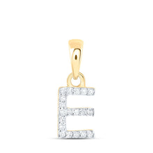 Load image into Gallery viewer, 10kt Yellow Gold Diamond Initial Pendant - Personalized E Letter Necklace product  Top View from Splendid Jewellery