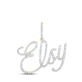 10kt Yellow Gold Diamond Initial Necklace - Personalized ELSY Pendant product  Top View from Splendid Jewellery