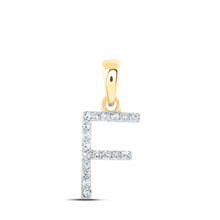Load image into Gallery viewer, 10kt Yellow Gold Diamond Initial Pendant - Elegant and Sophisticated Letter F Necklace product  Top View from Splendid Jewellery