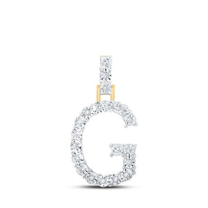 Diamond Initial & Letter Pendant | 10kt Yellow Gold Womens Round Diamond G Initial Letter Pendant 1/10 Cttw | Splendid Jewellery GND