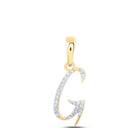 Radiant Reflections: 10kt Yellow Gold Womens Round Diamond G Initial Letter Pendant product  Top View from Splendid Jewellery