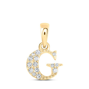 Diamond Initial & Letter Pendant | 10kt Yellow Gold Womens Round Diamond G Initial Letter Pendant 1/20 Cttw | Splendid Jewellery GND