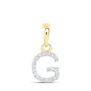 Diamond Initial & Letter Pendant | 10kt Yellow Gold Womens Round Diamond G Initial Letter Pendant 1/20 Cttw | Splendid Jewellery GND
